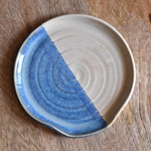 Blue/Cream Kitchen Spoon Rest - Handmade