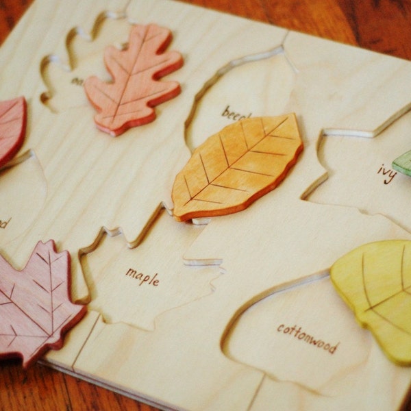 Wooden Leaf Puzzle - Fall Colors