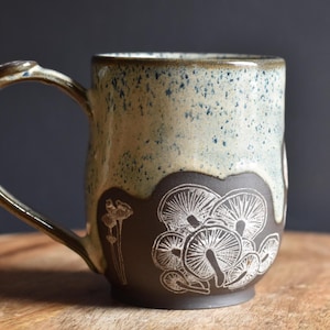 Rustic Cream mushroom mug, Handmade Pottery