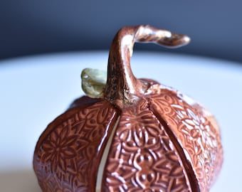 Handmade Ceramic Pumpkin, Fall/Halloween Decoration - Large