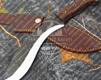 Cuchillo Kukri de acero con alto contenido de carbono forjado a mano con funda / Cuchillo de caza personalizado de espiga completa / Bushcraft / Supervivencia / Aire libre / Regalo para hombres / Él
