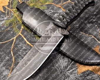 Handgeschmiedetes Bowiemesser aus Kohlenstoffstahl Micarta mit Scheide | Full Tang Brauch Jagdmesser | Survival | Außenbereich | Geschenk für Männer