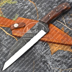 Hand Forged Seax Knife with Sheath | Modern FULL TANG Viking knife | Camping | Bushcraft | Outdoors | Hunting | Gift for BF/Men