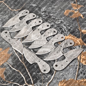 Set of 10 Blank Blades | Damascus Steel Blanks | FULLTANG Blanks | Knife making | DIY | Skinner | Neck knife | Gift for Men/Bf