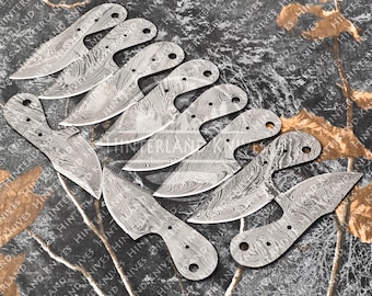 Set of 10 Blank Blades | Damascus Steel Blanks | FULLTANG Blanks | Knife making | DIY | Skinner | Neck knife | Gift for Men/Bf