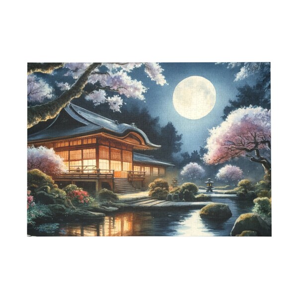 Moonlit Sakura Serenity Puzzle (96, 252, 500, 1000-Piece)