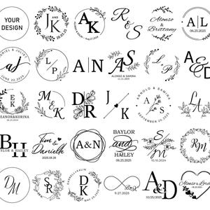 Sello de boda personalizado, sello de monograma personalizado, sello de iniciales personalizado, sello de sobres e invitaciones, sello de servilletas