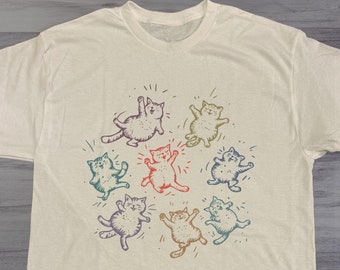 Vintage Retro Cat Tshirt, 90s Tattoo Funny Cat T shirt, Nature Shirt, Cat Lovers Gift Cats In Space Tee, Adult Unisex Comfort Colors T-Shirt