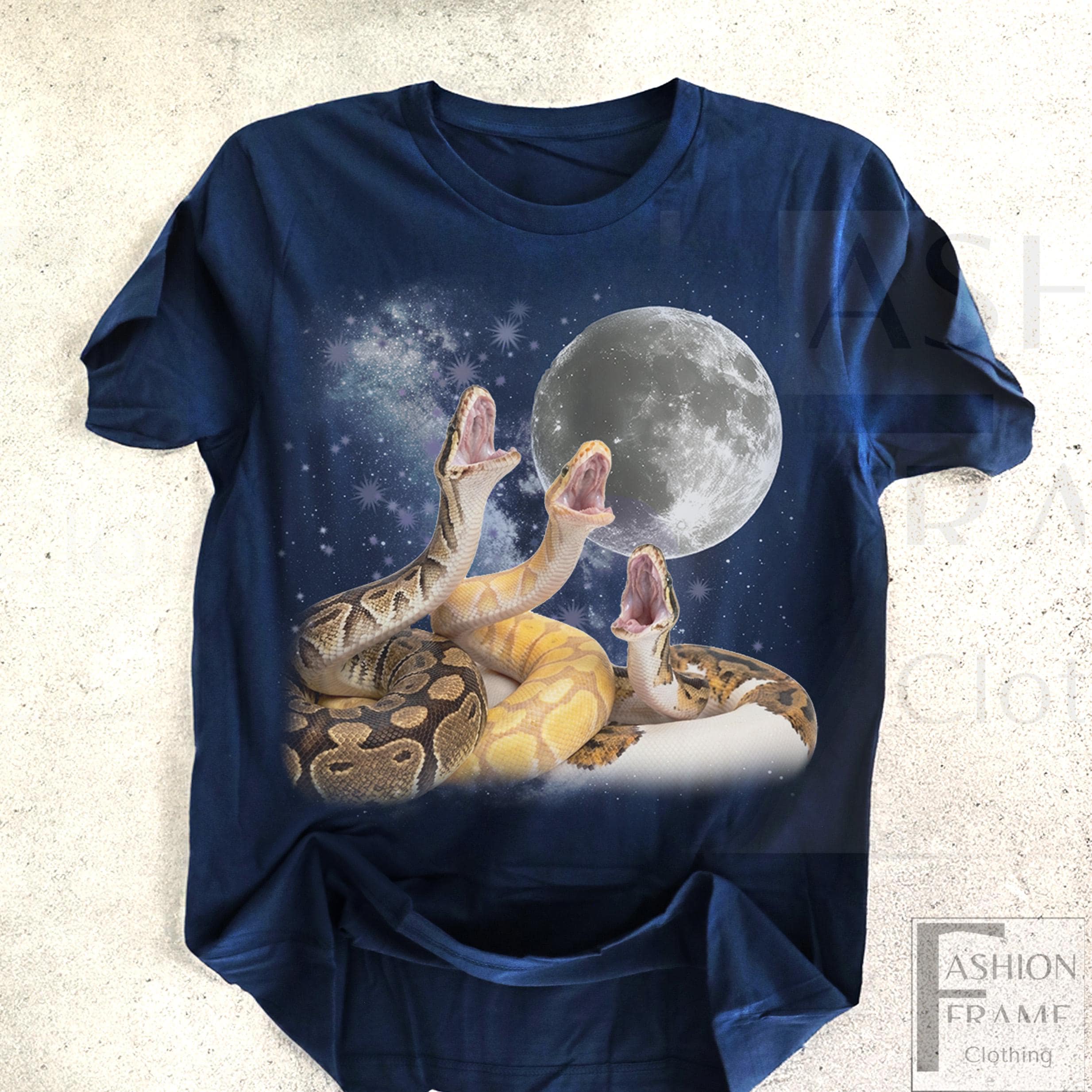 Funny Python Shirt Three Ball Python Graphic T-shirts, Retro Python Moon Shirt, Funny ...