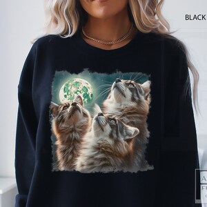 Three cat Retro Vintage Sweatshirt, Vintage 90s Tattoo Graphic Shirt, Cat Lovers Sweater, Cat Mom Shirt, 2000s Nature Shirt Unisex Oversized