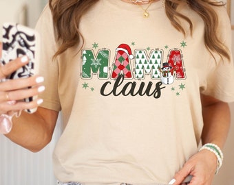 Camiseta de mamá Claus de Navidad, camiseta de mamá de Navidad, camiseta de mamá Claus, camisetas de Navidad familiar, camiseta de mamá de vacaciones, camiseta de Navidad familiar, regalo para mamá
