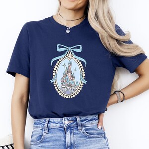 Disney Magical Castle with Blue Coquette T-Shirt, Magic Kingdom Shirt, Disney Girl Trip Shirt, Disneyworld Family shirt, disney princess tee