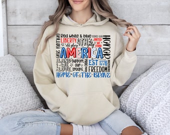 4th of July Hoodie, American Independence Day Hoodie, Patriotic Hoodie, Retro Independence Day Gift, 1776 USA Flag Hoodie, Memorial Day