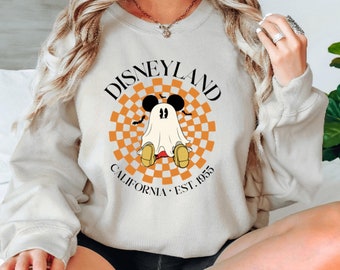Vintage Disneyland California Est 1955 Mickey Ghost Sweatshirt, Disney Trick or Treat, Spooky Halloween, Retro Disneyland, Disneyworld Trip