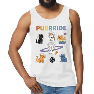Purride Cats Tank Top, Cats In Space Tank Top, Rainbow Cats Tank Top, Funny LGBT Tank Top, LGBTQ Pride Tank Top, Gay Lesbian Pride Tee