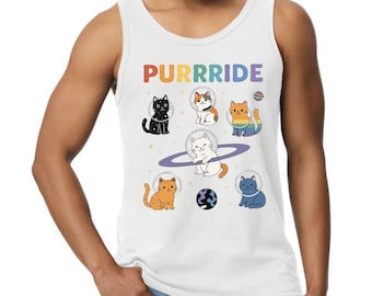 Purride Cats Tank Top, Cats In Space Tank Top, Rainbow Cats Tank Top, Funny LGBT Tank Top, LGBTQ Pride Tank Top, Gay Lesbian Pride Tee