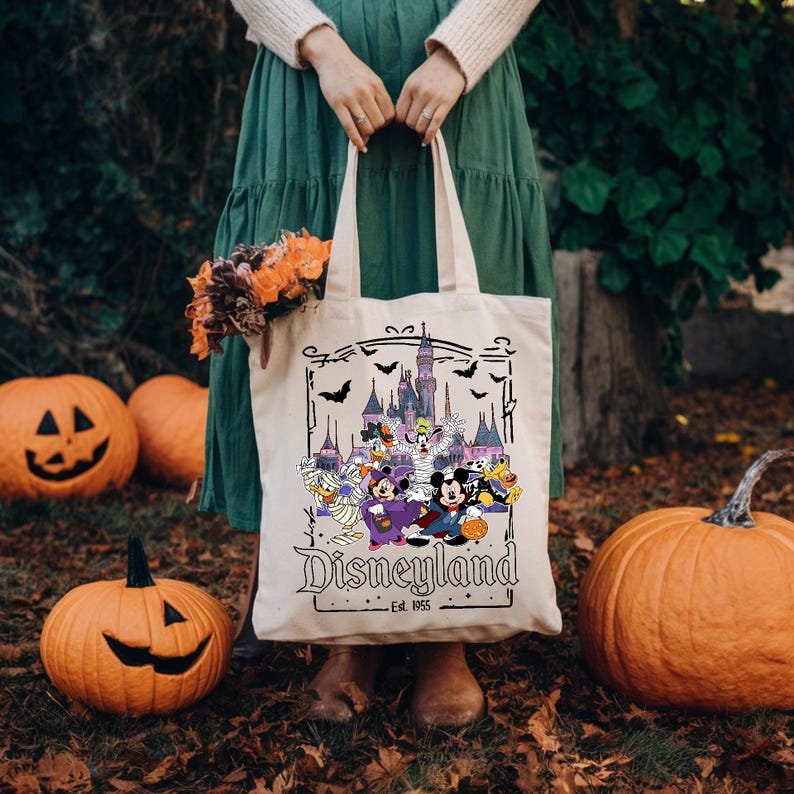 Disneyland Est. 1955 Halloween Tote Bag, Disney Halloween Tote Bag, Oogie Boogie Bash Party Tote Bag, Disney Castel Halloween Party Tote Bag