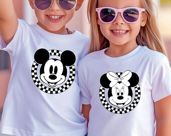 Retro Mickey Minnie T-Shirt, Retro Disney Trip Shirt, Checkered Mickey Shirt, Disneyworld Tee, Minnie Mouse Tee, Disney Family Vacation Tee