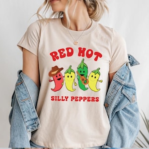 Silly Peppers Comfort Shirt, Red Hot Shirt, Funny Concert Shirt, Music T-Shirt, Aesthetic Meme Tee, Music Band Tee, Chili Peppers Hot Shirt