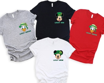 Custom Disney Mickey & Friends Lucky Vibes Shirt, Disney Shamrock T-Shirt, Custom Family Saint Patrick's Day Shirt, Disneyland Lucky Day Tee