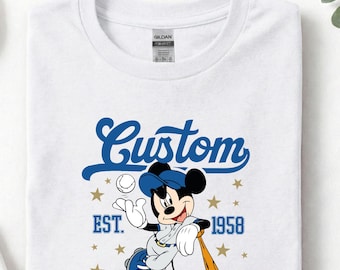 Custom Retro Mickey Mouse T-Shirt, Mickey Baseball T-Shirt, Disney Vacation T-shirt, Sport Mickey Shirt, Magic Kingdom Shirt, Disney Tee