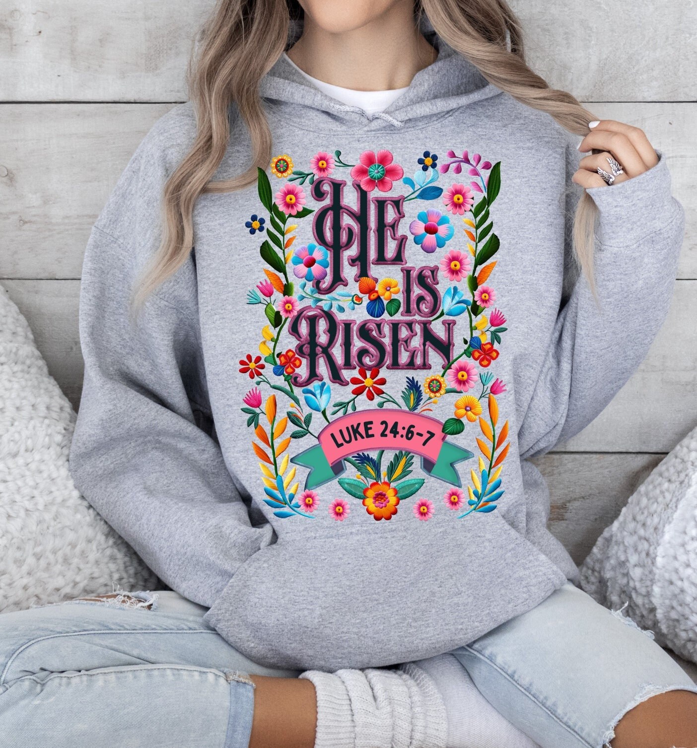 He is Risen Hoodie, Floral Christian Hoodie, Jesus Christianity Hoodie, Retro Easter Hoodie, Bible Verse Hoodie, Resurrection Hoodie,
