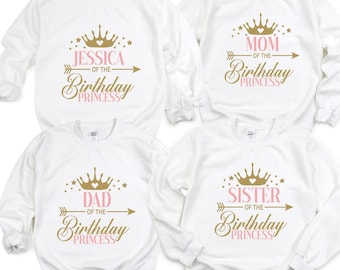 Birthday Princess Sweatshirt, Dad Mom Sister Brother Of The Birthday Girl Sweat, Birthday Family Tee, Birthday Princes, Family Birthday Tee