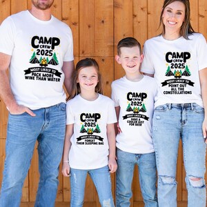 Most Likely To Camping Crew Shirt, Funny Camping Quotes, Personalized Family Camping Trip, Custom 2025 Camp Crew shirt, Matching Travel Tees
