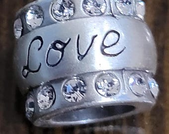 Dijes de relación sentimental de Brighton - Cuenta de plata cepillada - Dije de cristal Swarovski grabado