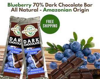 Blueberry Dark Chocolate Bars - 70% Cacao Amazonian All Natural