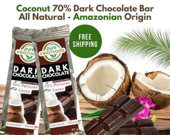 Coconut Dark Chocolate Bars - 70% Cacao Amazonian All Natural