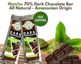 Barras de chocolate amargo Matcha - 70% Cacao Amazónico Todo Natural
