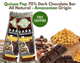 Barras de chocolate amargo Quinoa Pop - 70% Cacao Amazónico Todo Natural