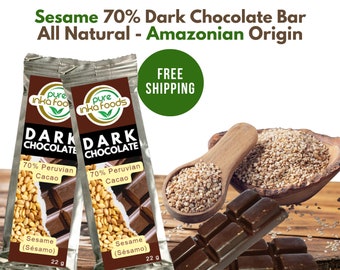 Sesame Dark Chocolate Bars - 70% Cacao Amazonian All Natural