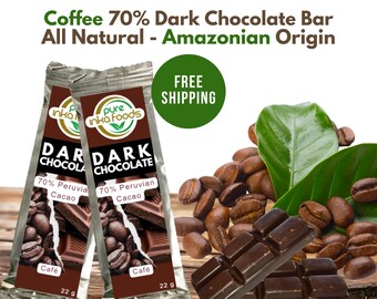 Coffee Dark Chocolate Bars - 70% Cacao Amazonian All Natural