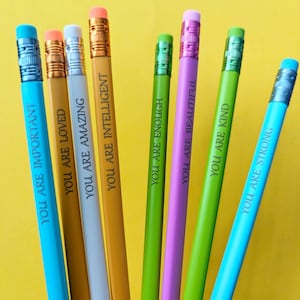 PENCILS - Set of 8 Handcrafted Positive Affirmation Pencils Motivational Gifts School Supplies Back to School Gift for Teens Kids Gift
