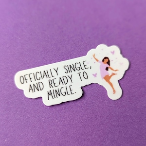 MINI NAKLEJKA WINYLOWA - „Single & Ready to Mingle” Słodka, zabawna, zuchwała naklejka na laptopa, butelkę na wodę, z motywem rozwodu i pewności siebie