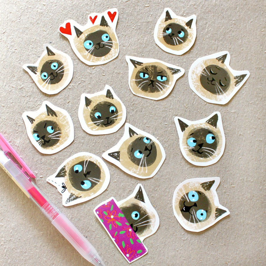 Gatto Siamese Adesivi Fun Pack Di Adesivi Gatto Faccia Emoji Etsy