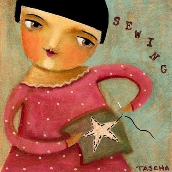 THE LITTLE SEWING GIRL print 6x6
