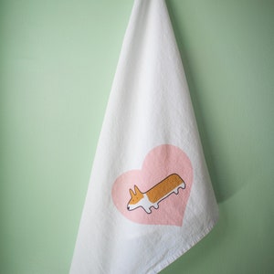 Corgi Dish Towel - Red & White