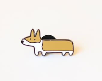 Corgi Enamel Pin - Red and White
