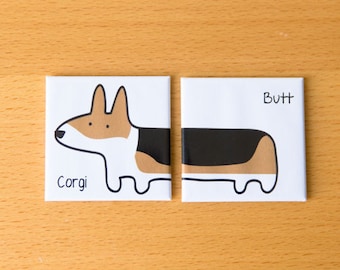 Tri Corgi Butt Magnet Pair