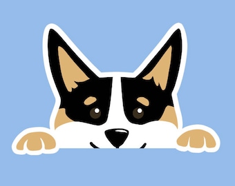 Peeking Tri Corgi Sticker