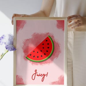 Juicy Watermelon Illustration - Vibrant Digital Kitchen Wall Art