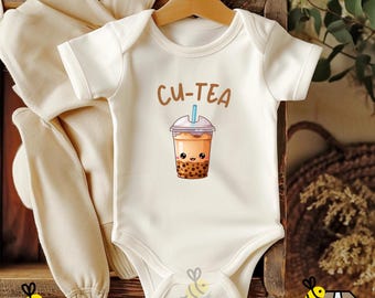 Cu-tea Coffee Baby Bodysuit, Bubble Tea Toddler Shirt, Cute Baby Shower Gift