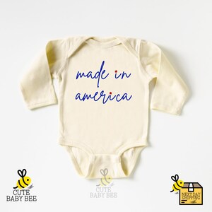 a baby bodysuit that says made in america