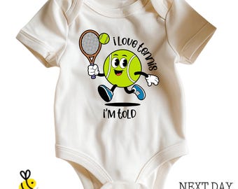 I Love Tennis I'm Told Baby Bodysuit, Future Tennis Player One Piece