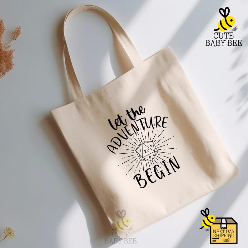 a tote bag that says let the adventure begin