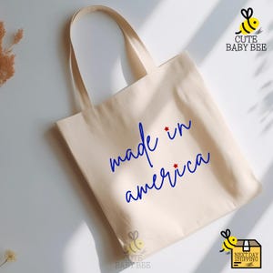 a tote bag with the words made in america written on it