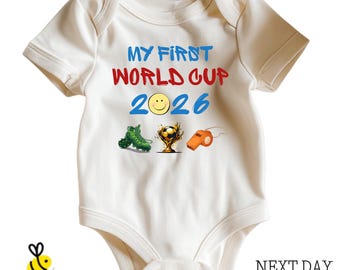 My First World Soccer Tournament 2026 Baby Bodysuit, Kids Soccer T-Shirt
